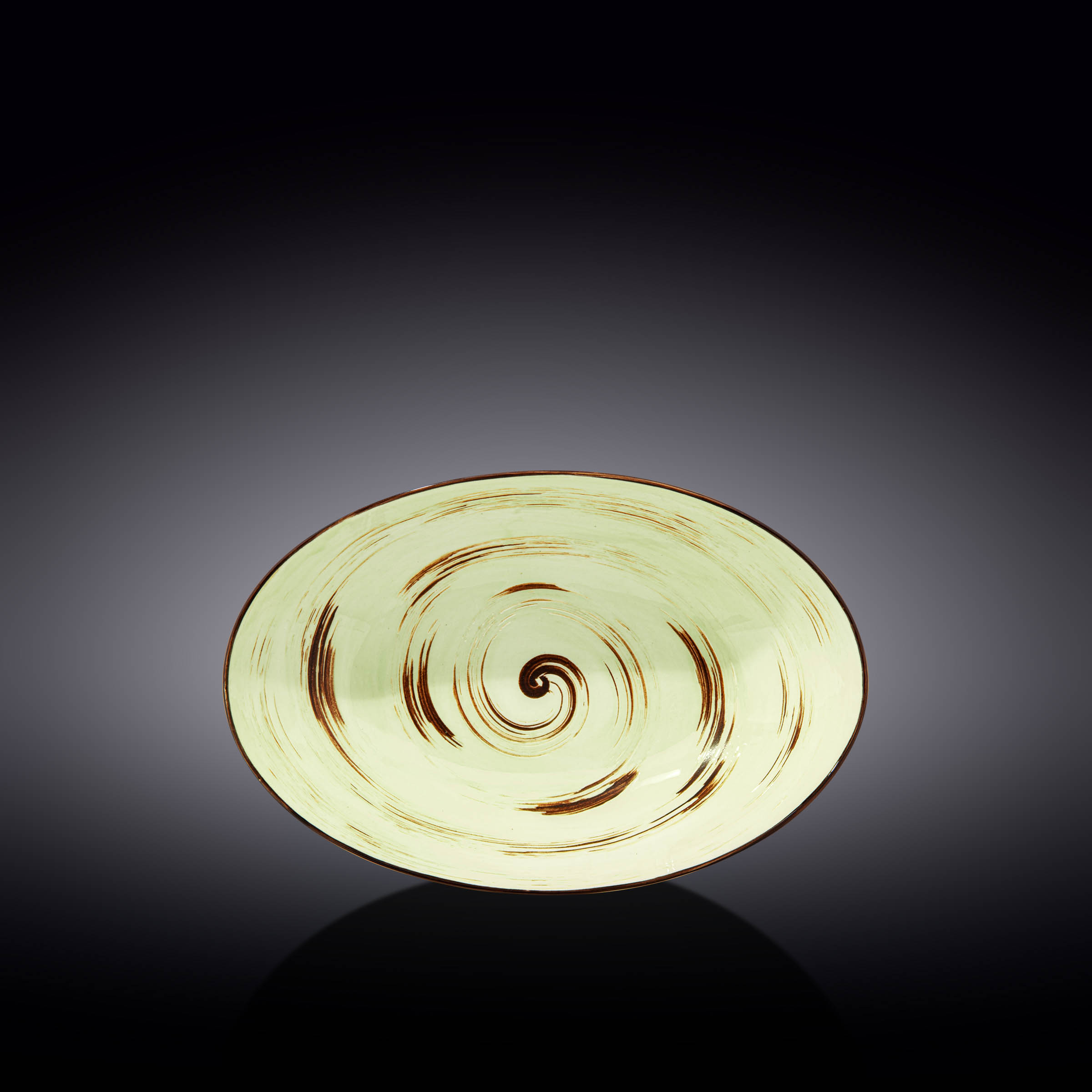 Spiral Pistachio Oval Bowl 25cm