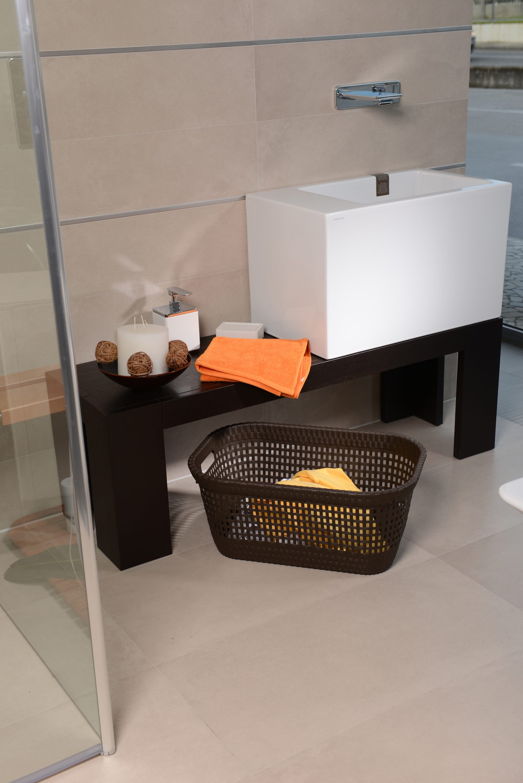 Rattan Washing Basket 45L Brown