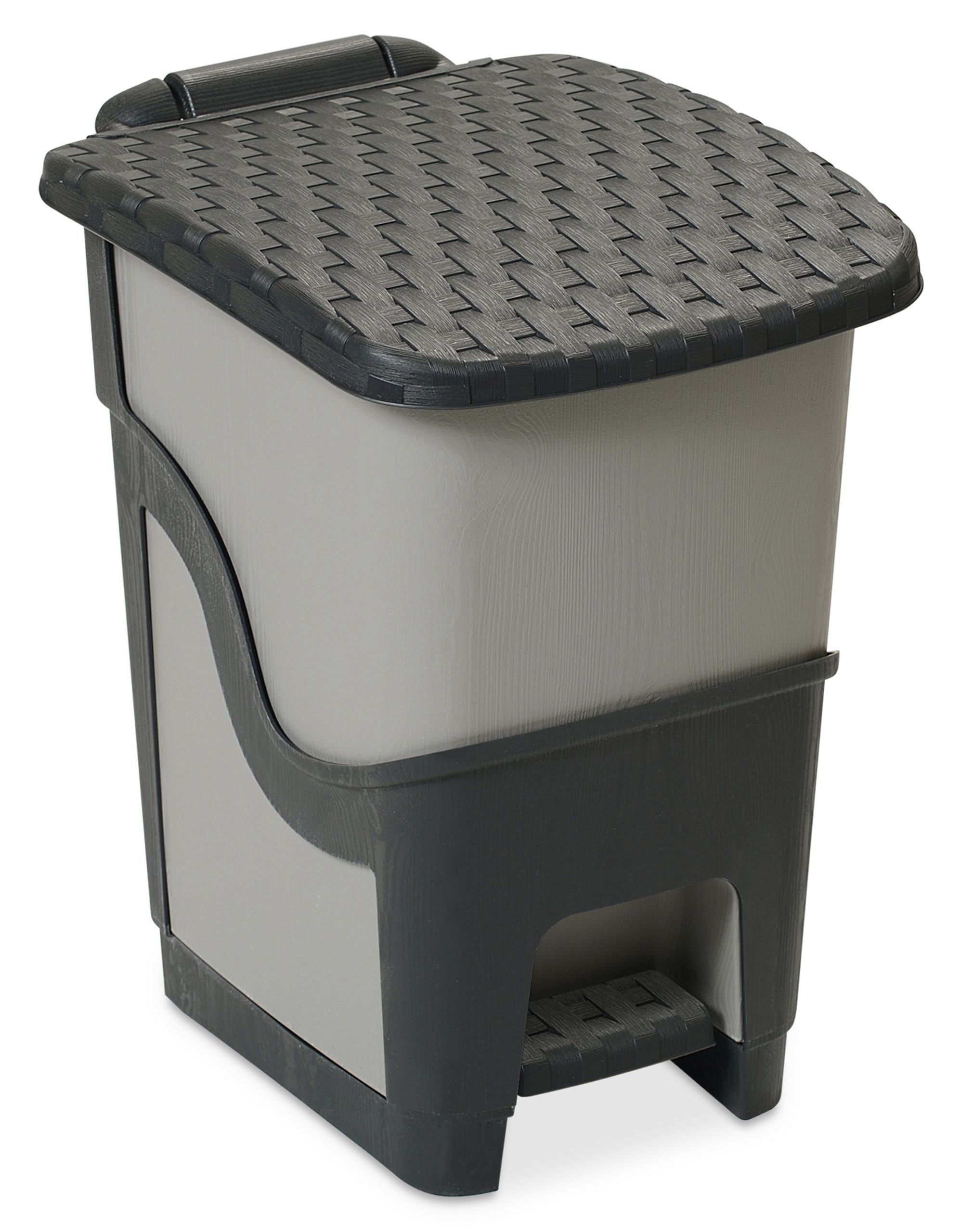 Rattan Pedal Bin 18L Black / Grey