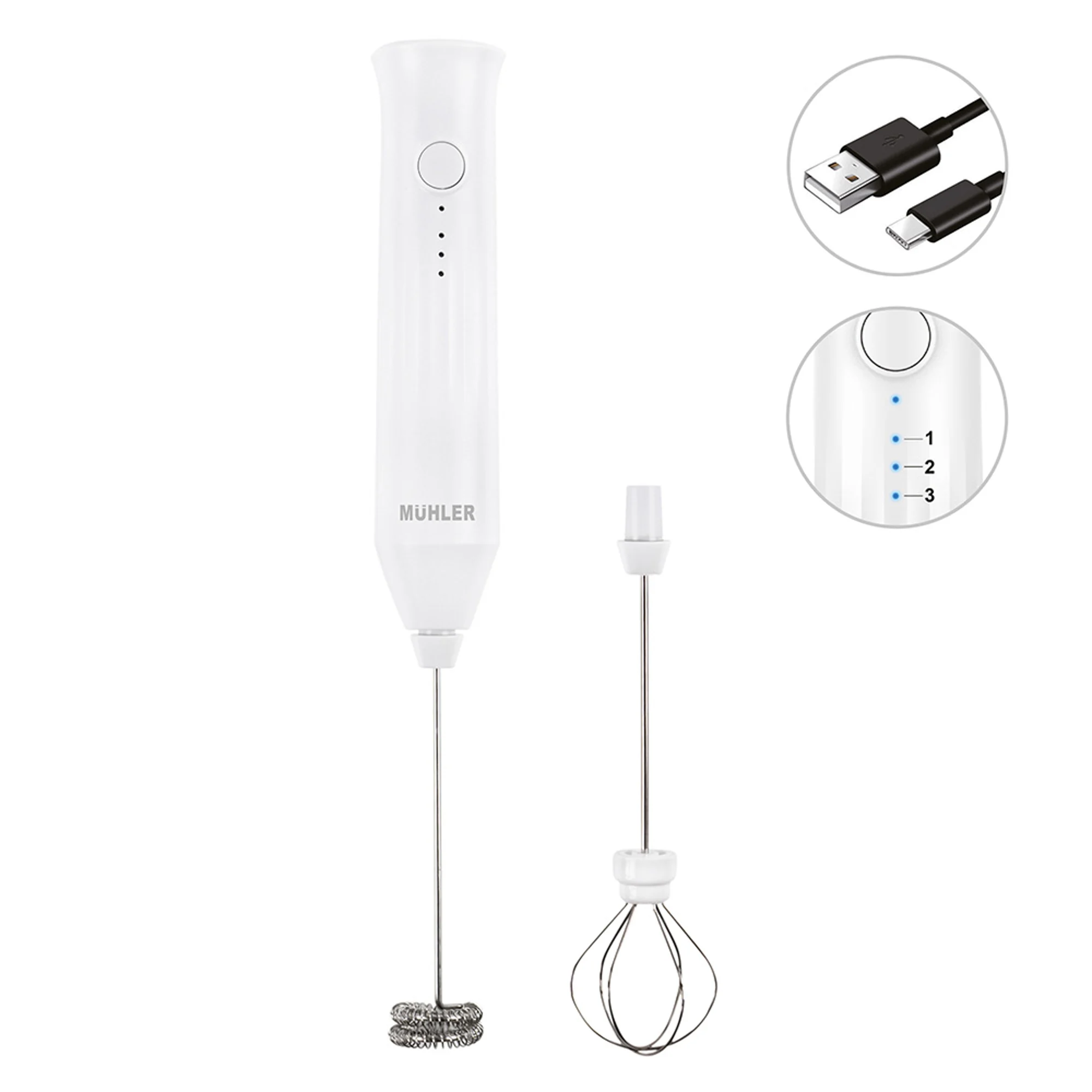 Mini Frappe Mixer Muhler, USB type-C Cordless