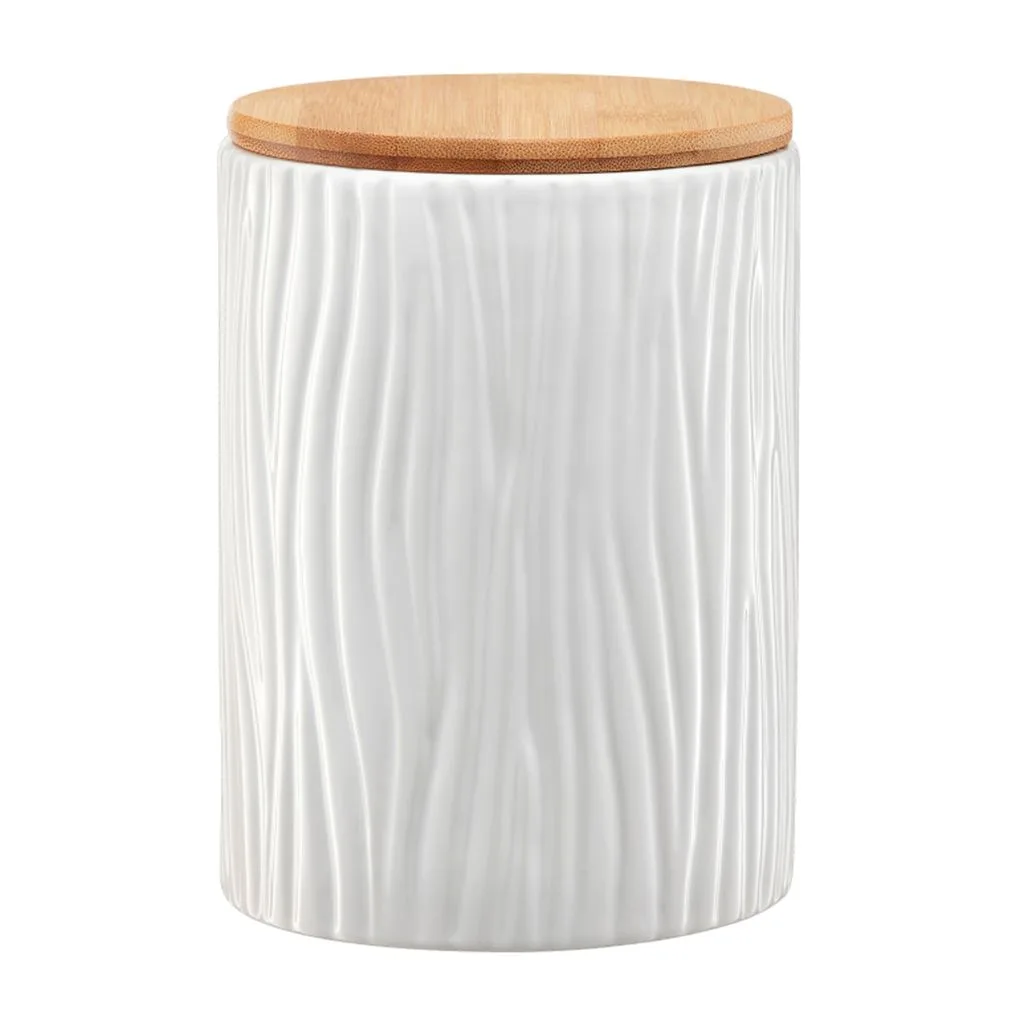 Tuvo container with bamboo lid white 1.1 AMBITION