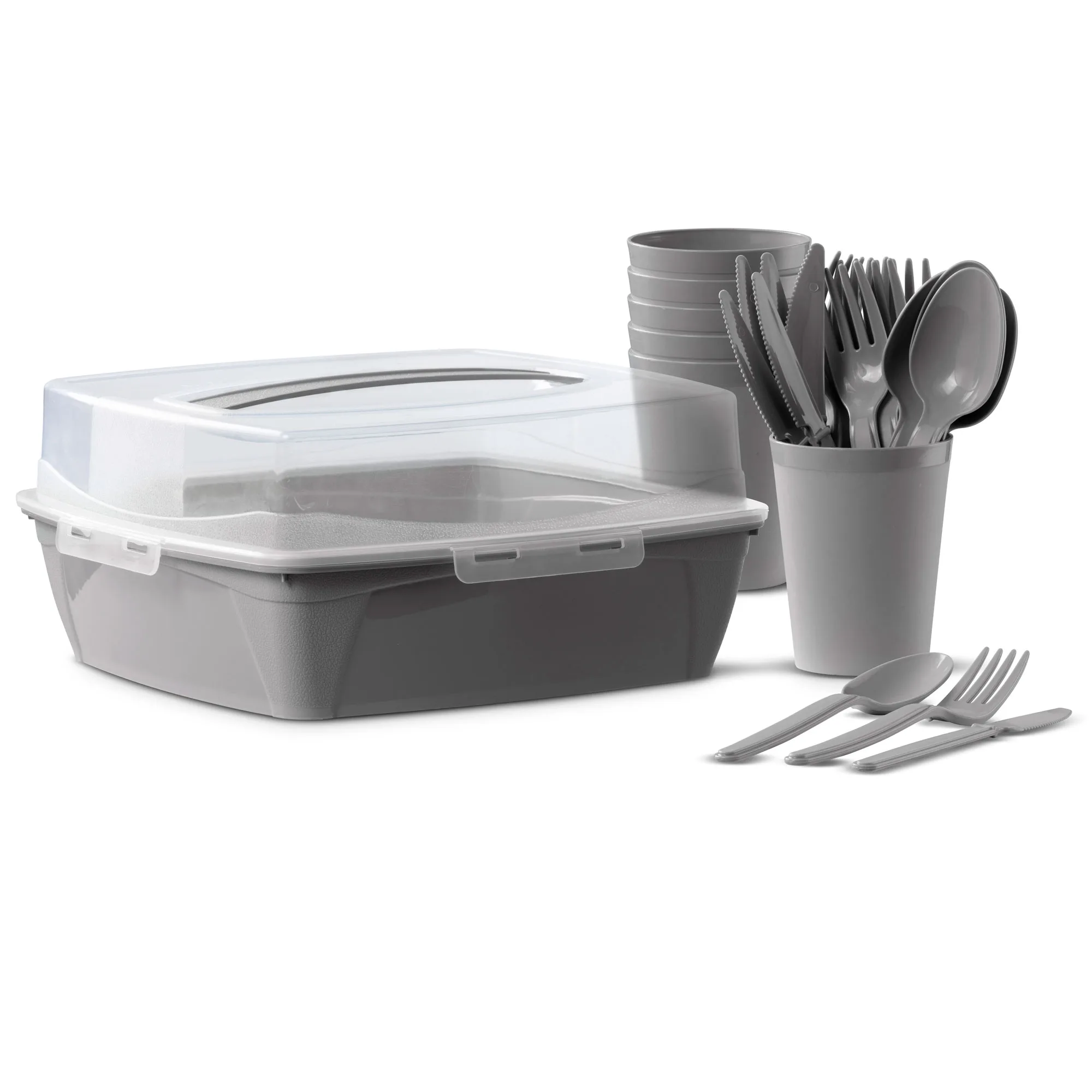 Picnic set plastic 32 pcs DOMOTTI, Grey