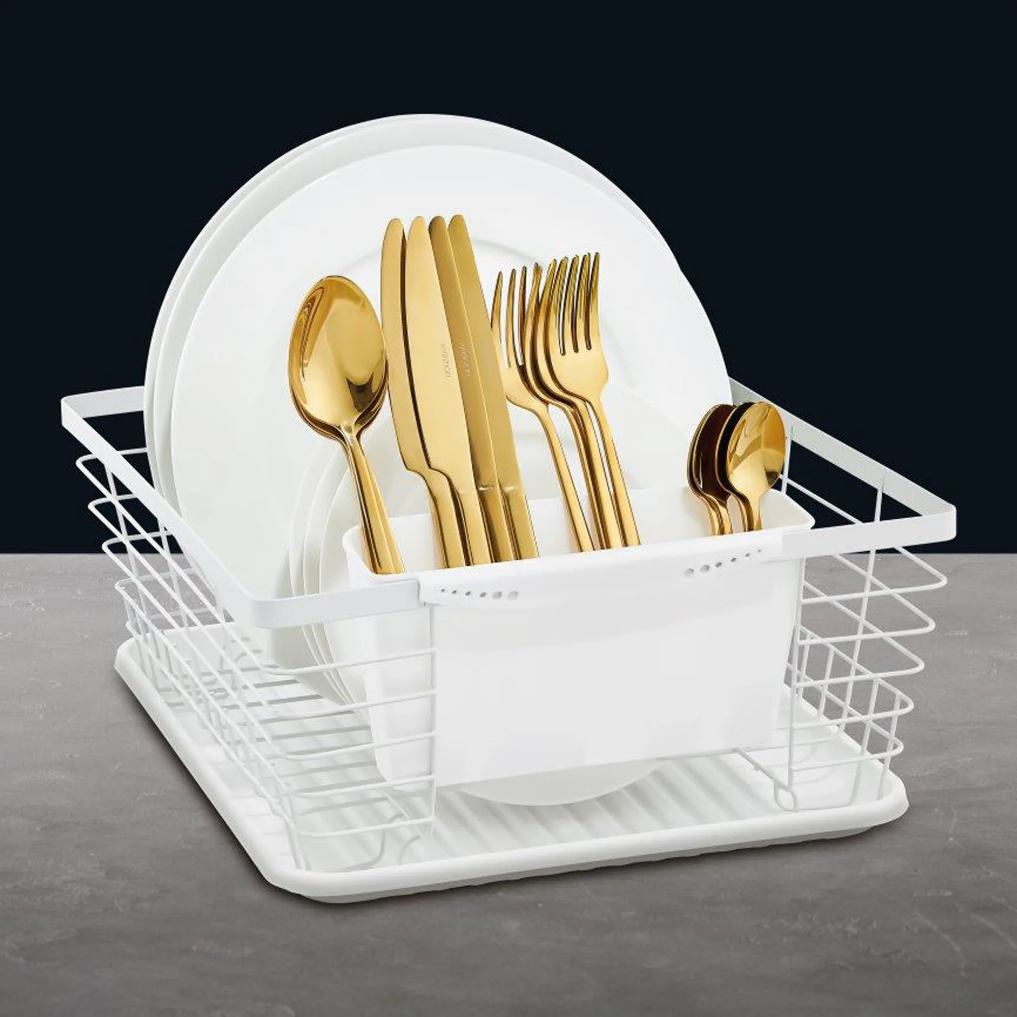 Dish Drainer 36x30x14.5 cm Decor AMBITION, White