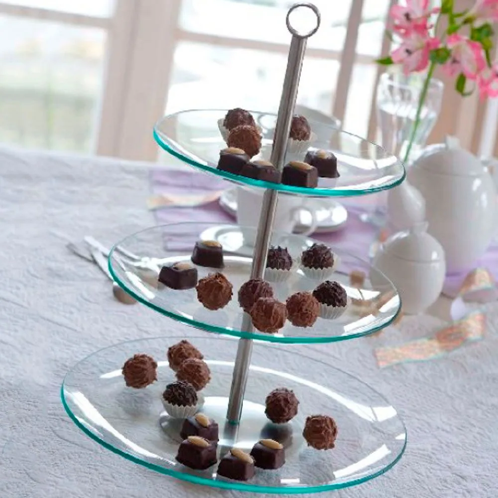 Leila three-tier glass platter 30 cm AMBITION